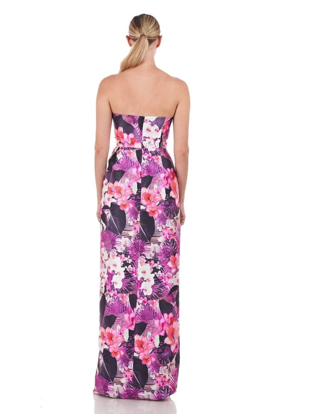 Kay Unger Lucienne Strapless Maxi Gown Magenta Floral Dress Size 10 New With Tag - Picture 2 of 8